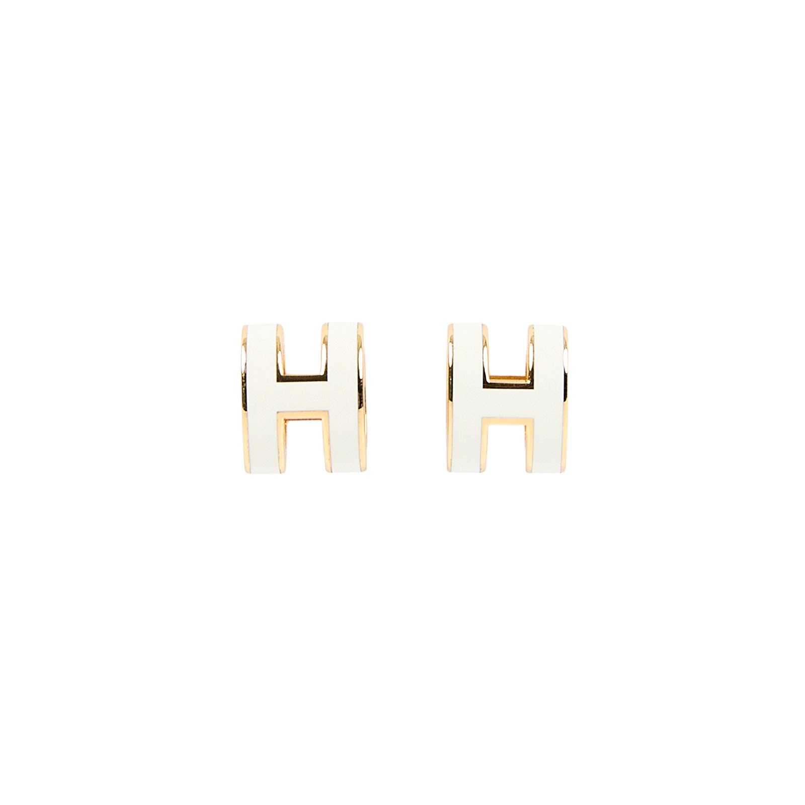愛馬仕 Hermès Mini Pop H 耳釘 POPHEMINI ST1212 白/金POP耳環 MINI 防塵袋/原廠盒子