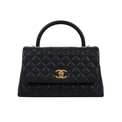 香奈兒 CHANEL Handle 28 手提 口蓋包 A02991 23開 黑金荔枝COCO HANDLE28 原廠盒子/防塵袋/保證卡