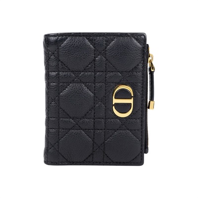 迪奧 CHRISTIAN DIOR Caro Dahlia 短夾 錢包 小牛皮 S5173UWHC 黑CARO短夾 無附屬品