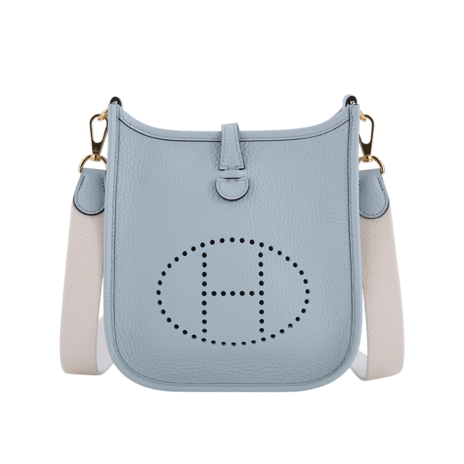 愛馬仕 Hermès Evelyne Bag Mini 伊芙琳包 Evelyne 16 EV16 W刻 冰川藍EVELYNE MINI 原廠盒子/防塵袋