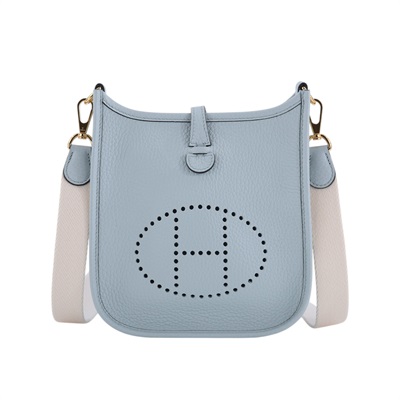 愛馬仕 Hermès Evelyne Bag Mini 伊芙琳包 Evelyne 16 EV16 W刻 冰川藍EVELYNE MINI 原廠盒子/防塵袋