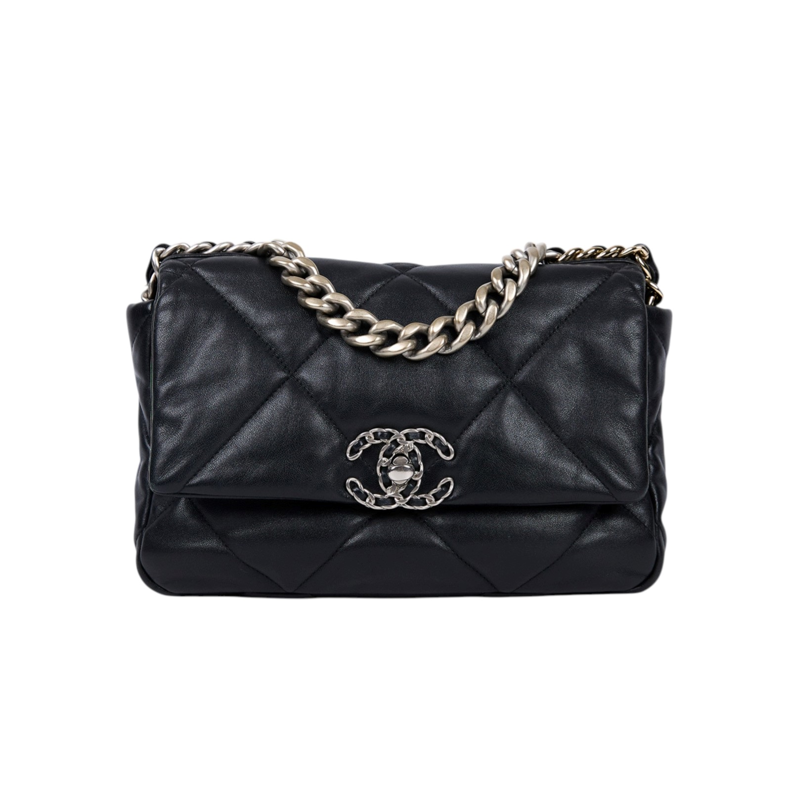 香奈兒 CHANEL 19 口蓋包 鍊帶 肩背 斜背 手提包 AB0287 晶片款 黑19包 26CM 無附屬品
