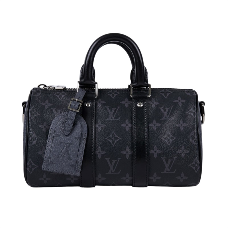 路易威登 LOUIS VUITTON Keepall Bandoulière 25 手提 肩背 波士頓包 Reverse帆布 黑色 M46271 晶片款  防塵袋/購買證明