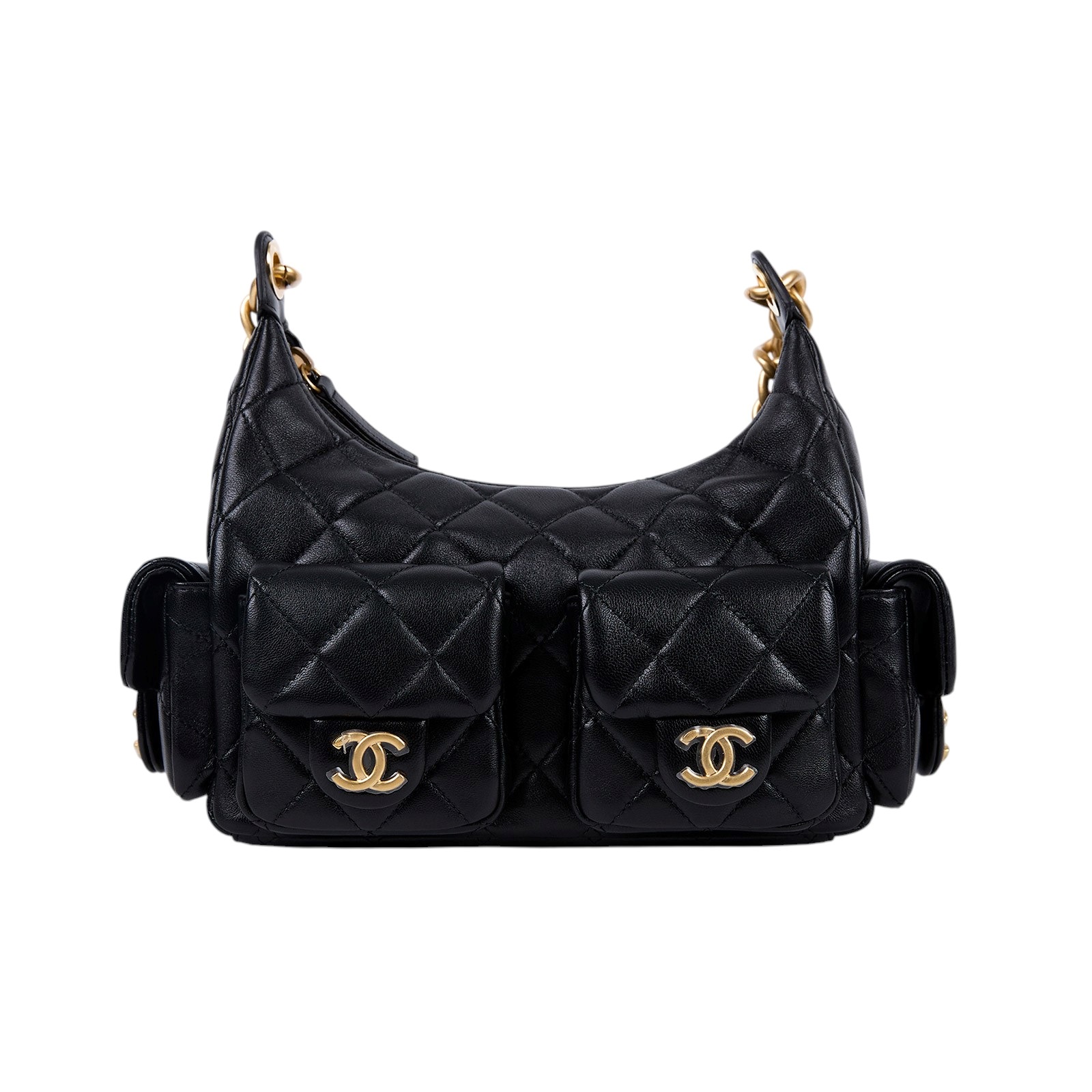 香奈兒 CHANEL 流浪包 大型 AS5339 B18791 黑金大型HOBO 防塵袋/購買證明