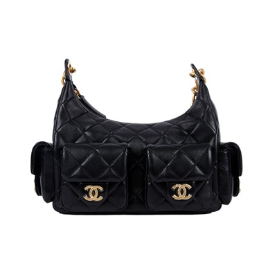 香奈兒 CHANEL 流浪包 大型 AS5339 B18791 黑金大型HOBO 防塵袋/購買證明