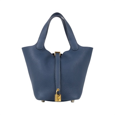 愛馬仕 Hermes Picotin Lock 18 菜籃子包 PT18 W刻 普魯士藍PICOTIN18 原廠盒子/防塵袋/鎖組