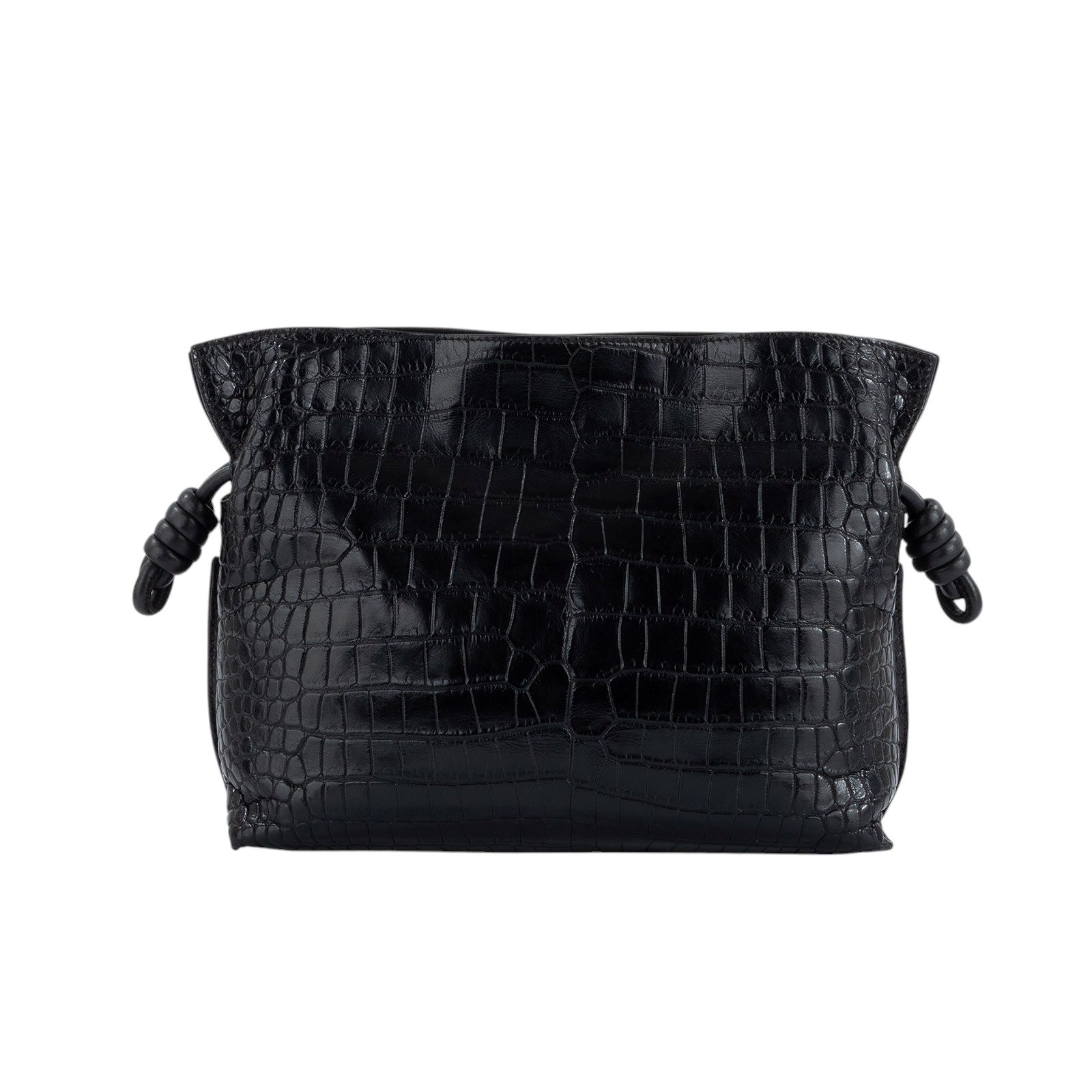 羅意威 LOEWE Flamenco clutch  肩背包  黑鱷魚FLAMENCO 防塵袋/購買證明/瀕臨絕種野生動植物國際貿易公約/背帶