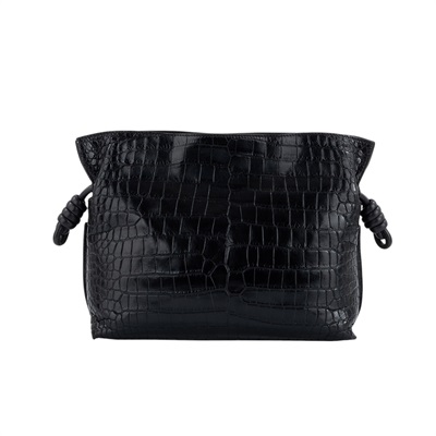羅意威 LOEWE Flamenco clutch  肩背包  黑鱷魚FLAMENCO 防塵袋/購買證明/瀕臨絕種野生動植物國際貿易公約/背帶