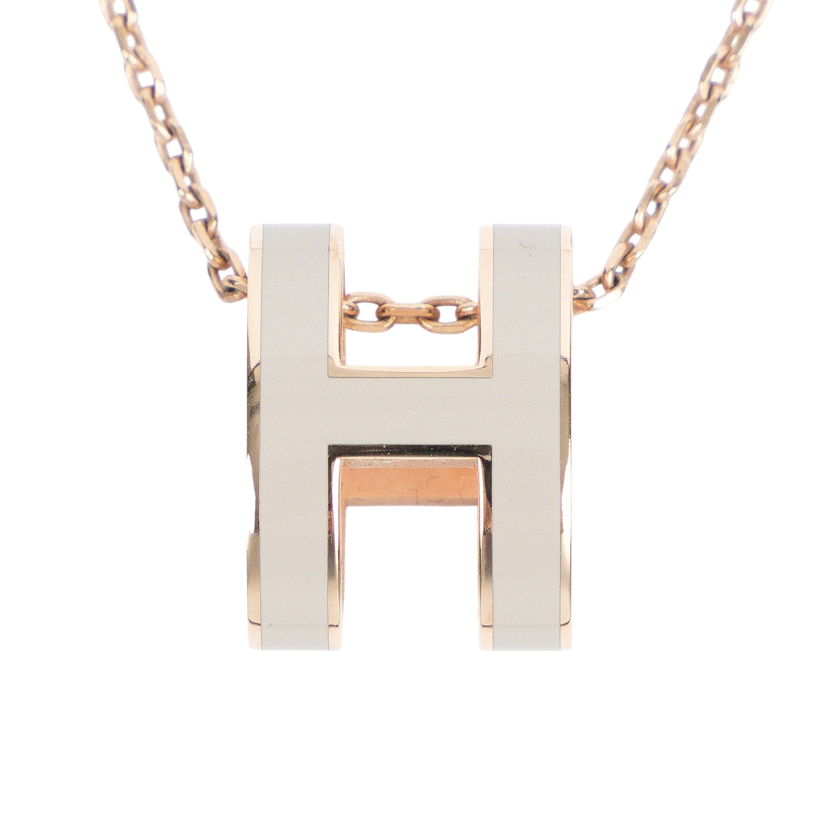愛馬仕 Hermès Mini Pop H 墜飾 栗子色 H147992Fv55 ST0119 裸色H項鍊 原廠盒子/防塵袋