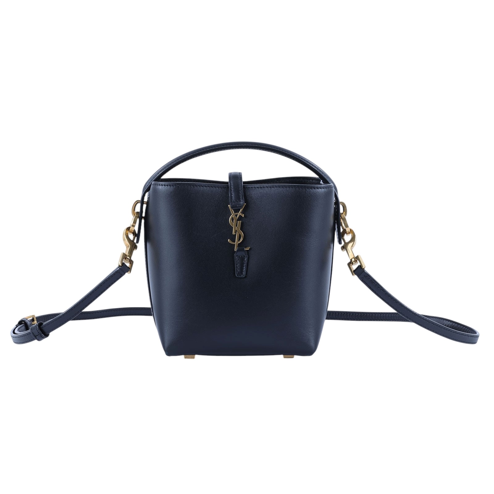 聖羅蘭 YSL SAINT LAURENT le 37 亮面皮革 迷你手袋 7658702R20W 黑水桶2WAY 購買證明