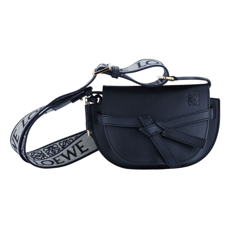 羅意威 LOEWE Mini Gate Dual bag 迷你 小牛皮 肩背包 帆布背帶 A650N46X13 黑GATE MINI 防塵袋/購買證明