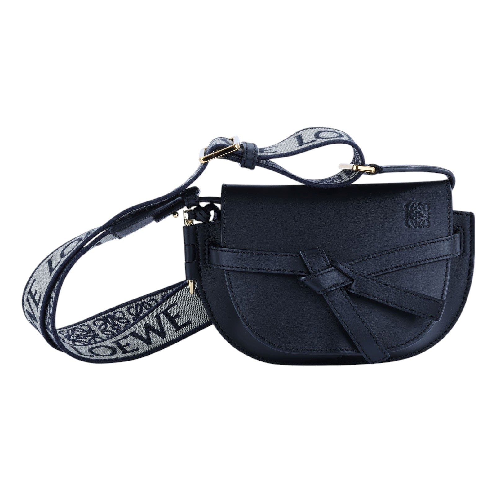 羅意威 LOEWE Mini Gate Dual bag 迷你 小牛皮 肩背包 帆布背帶 A650N46X13 黑GATE MINI 防塵袋/購買證明