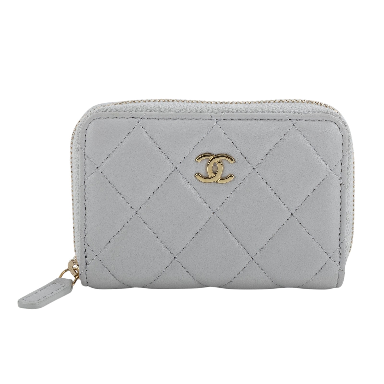 香奈兒 CHANEL 經典 拉鏈 零錢包 錢包 卡夾 AP0216 B06311 晶片款 灰羊金釦拉鍊零錢包 原廠盒子/防塵袋