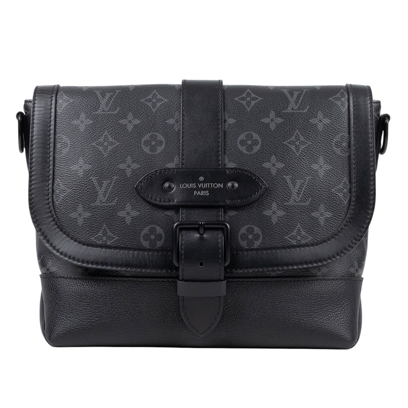 路易威登 LOUIS VUITTON Saumur 郵差包 M45911 晶片款 黑老花SAUMUR郵差包 防塵袋/背帶/購買證明