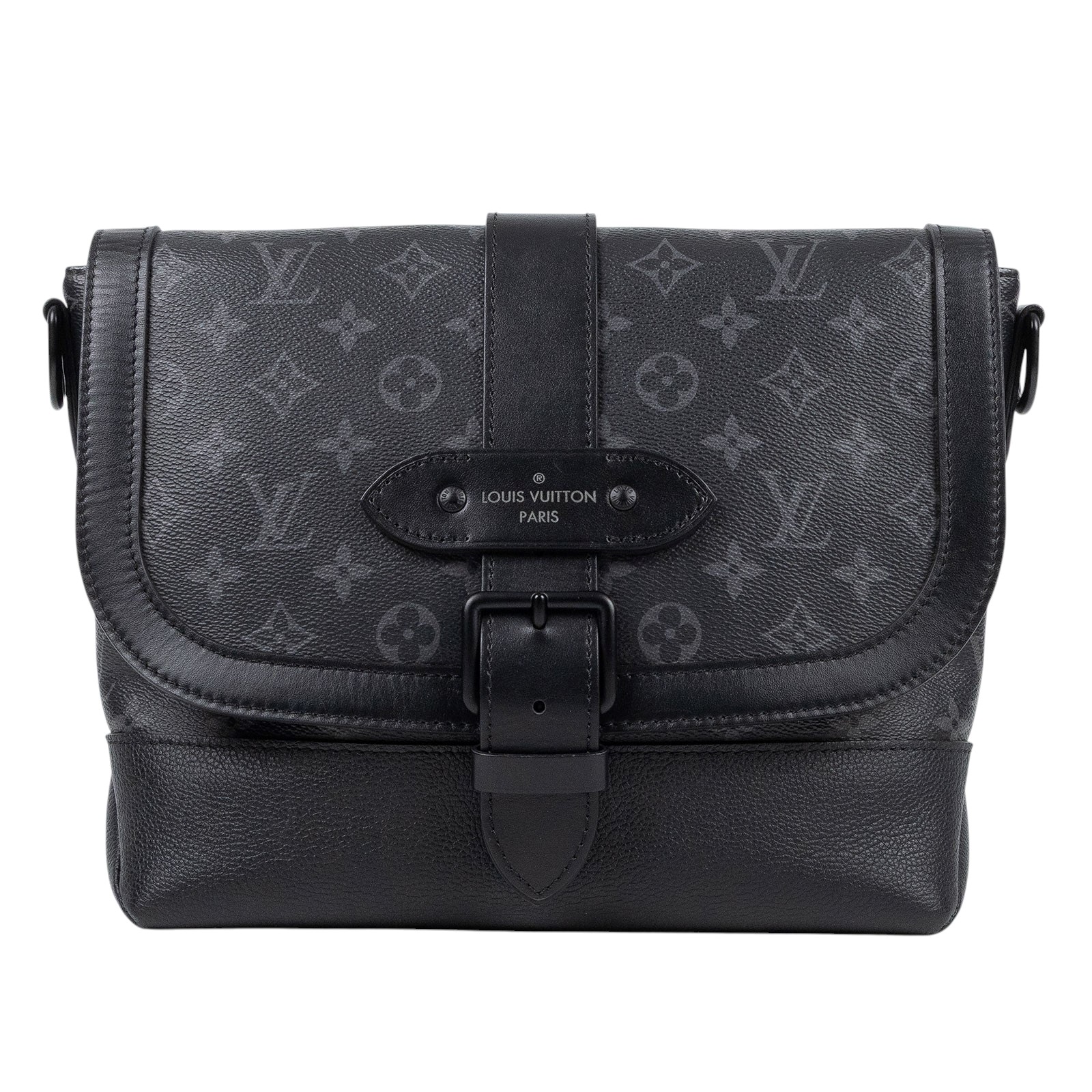 路易威登 LOUIS VUITTON Saumur 郵差包 M45911 晶片款 黑老花SAUMUR郵差包 防塵袋/背帶/購買證明
