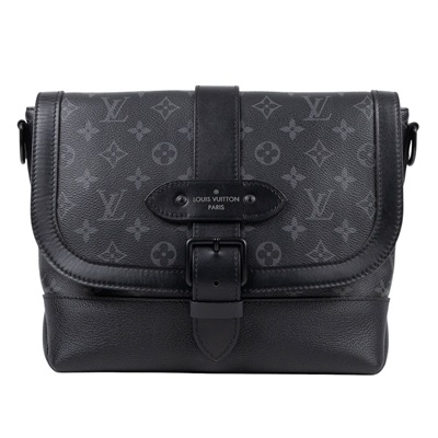 路易威登 LOUIS VUITTON Saumur 郵差包 M45911 晶片款 黑老花SAUMUR郵差包 防塵袋/背帶/購買證明