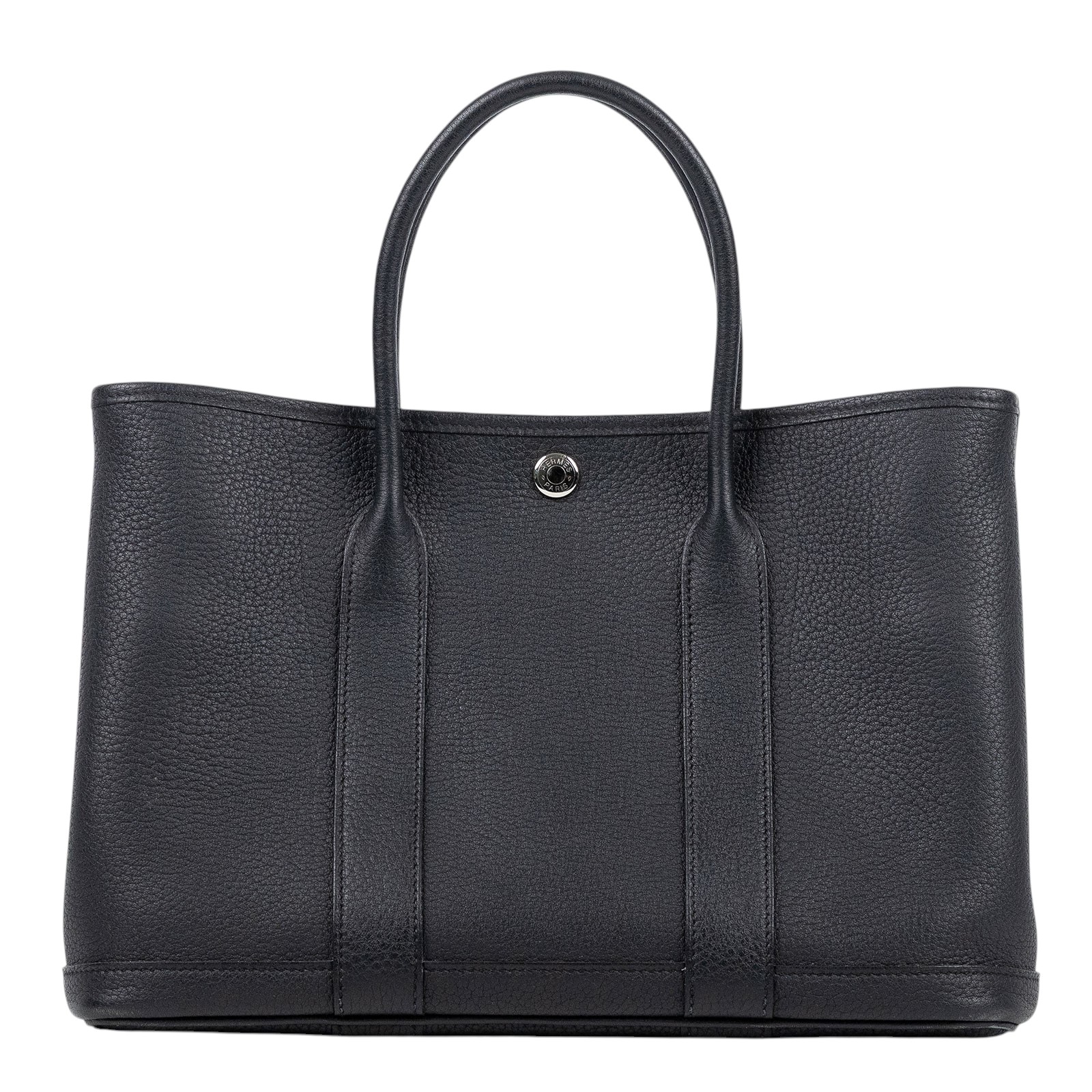 愛馬仕 Hermes Garden Party 花園派對包 30 黑色 銀色五金 H051568CK89 H051568/W刻  原廠盒子/購買證明影本