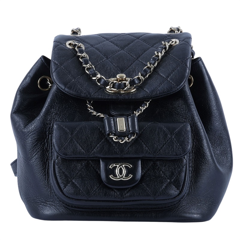 香奈兒 CHANEL Duma 經典 CC Logo 菱格紋 迷你 雙肩 後背包 AS2908 晶片款 黑油蠟DUMA MINI後背包 原廠盒子/防塵袋
