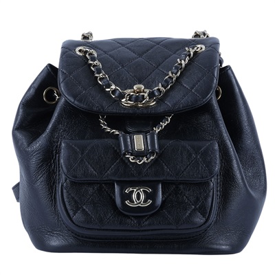 香奈兒 CHANEL Duma 經典 CC Logo 菱格紋 迷你 雙肩 後背包 AS2908 晶片款 黑油蠟DUMA MINI後背包 原廠盒子/防塵袋
