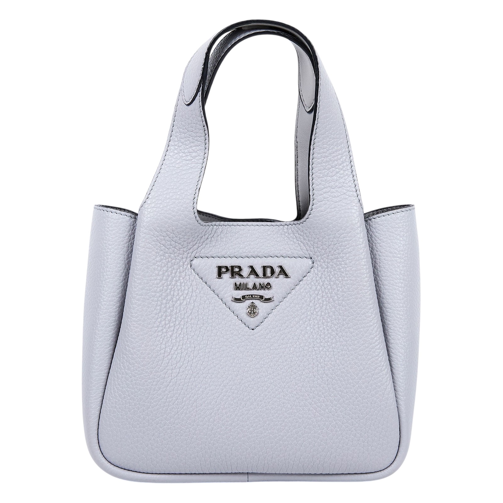 普拉達 PRADA 皮革迷你手袋 1BA349_2DKV 灰手提包 原廠盒子/防塵袋