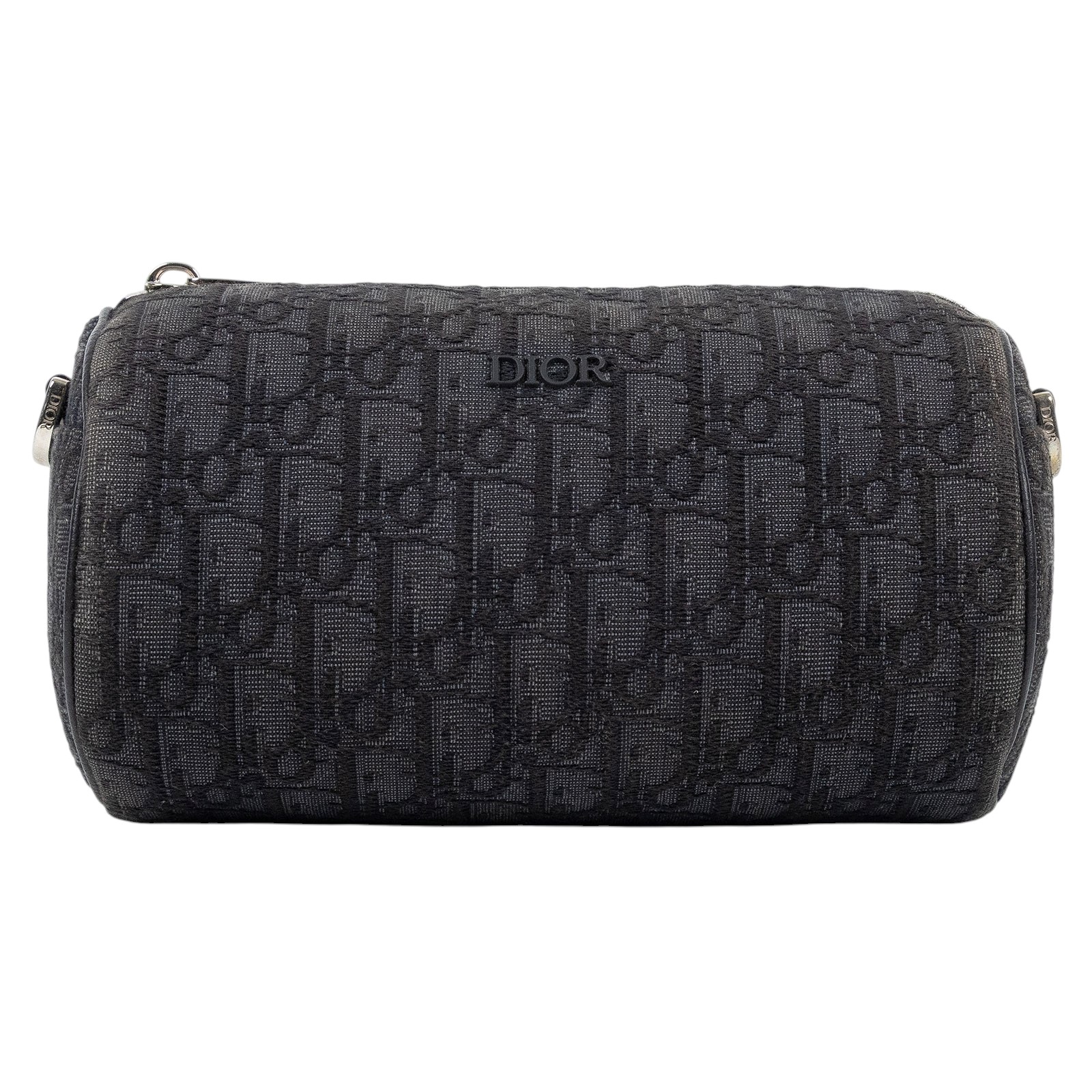 迪奧 CHRISTIAN DIOR Roller Bag 斜背包滾筒包 1ROPO061YKY 黑老花圓筒包 防塵袋/購買證明/背帶