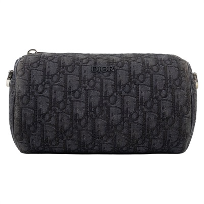 迪奧 CHRISTIAN DIOR Roller Bag 斜背包滾筒包 1ROPO061YKY 黑老花圓筒包 防塵袋/購買證明/背帶
