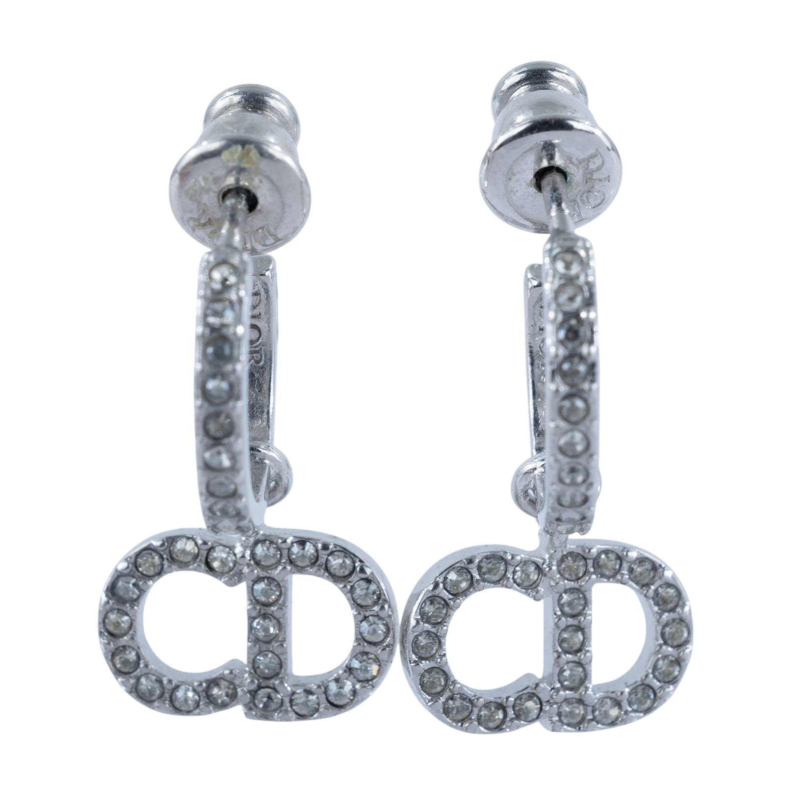 迪奧 CHRISTIAN DIOR Clair D Lune 耳釘 銀色 E1740CDLCY_D13S 垂墜CD水鑽耳環 防塵袋