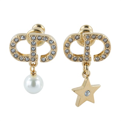 迪奧 CHRISTIAN DIOR Petit CD Lucky Charms 耳釘 金色 E3714WOMCY_D03S CD珍珠星星耳環 防塵袋