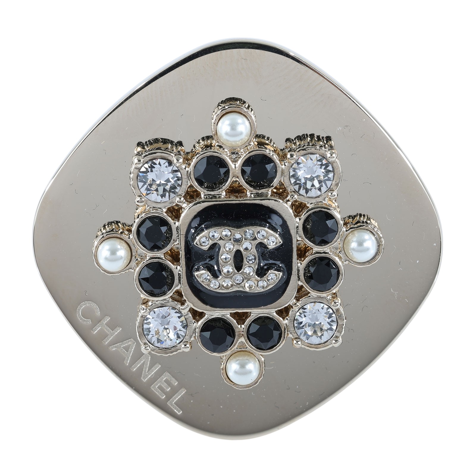 香奈兒 CHANEL 胸針 飾品 G23K 珍珠水鑽黑珠胸針 原廠盒子
