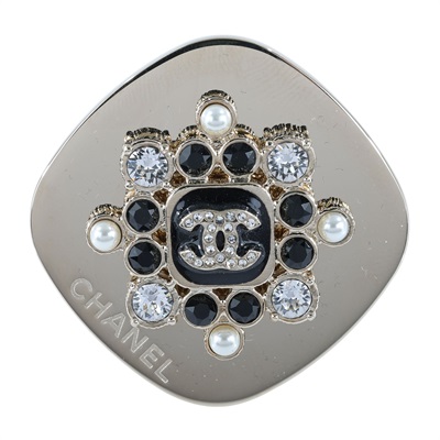 香奈兒 CHANEL 胸針 飾品 G23K 珍珠水鑽黑珠胸針 原廠盒子