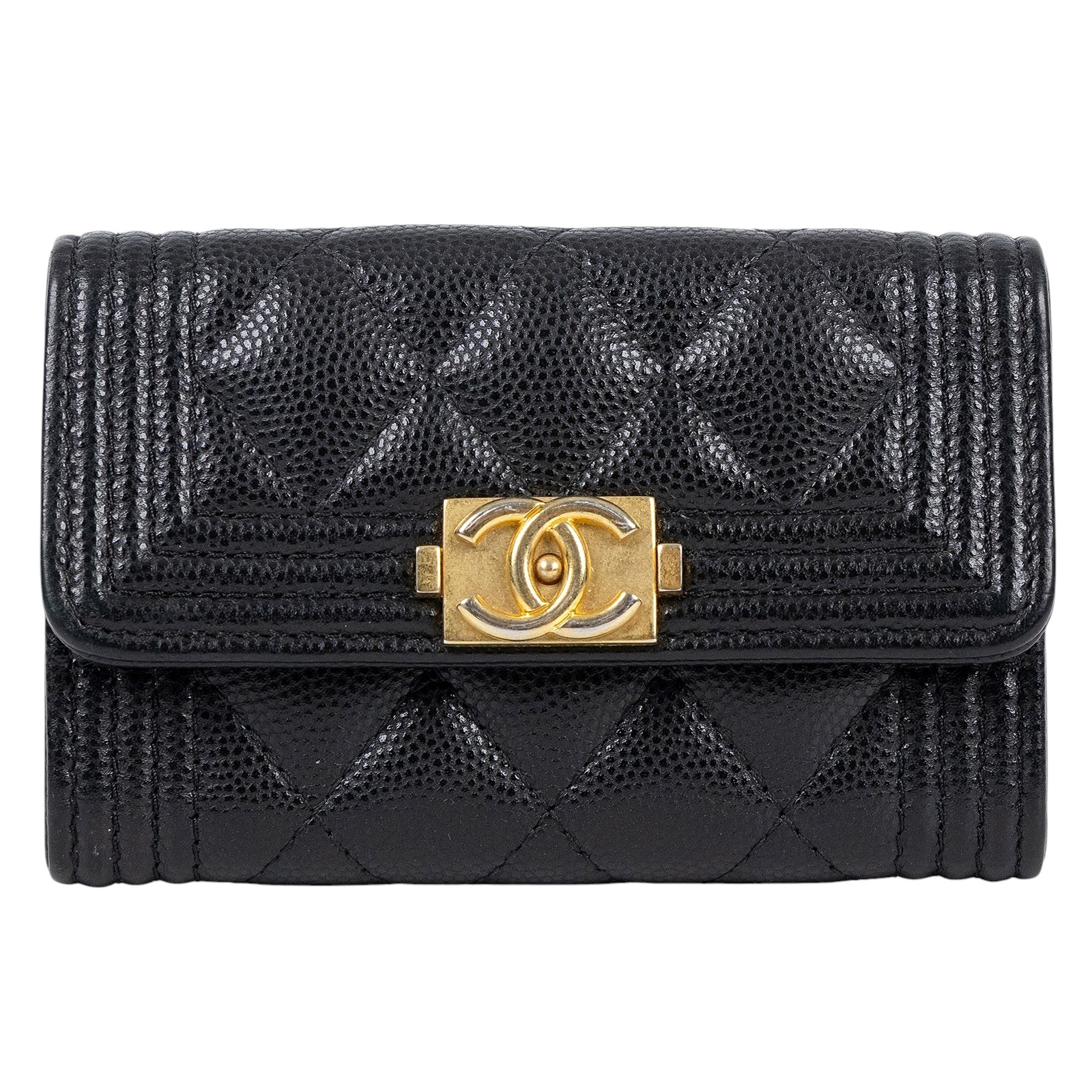 香奈兒 CHANEL BOY 口蓋卡片夾 卡夾 A80603 B01490 30開黑荔枝BOY卡包 原廠盒子/防塵袋/保證卡