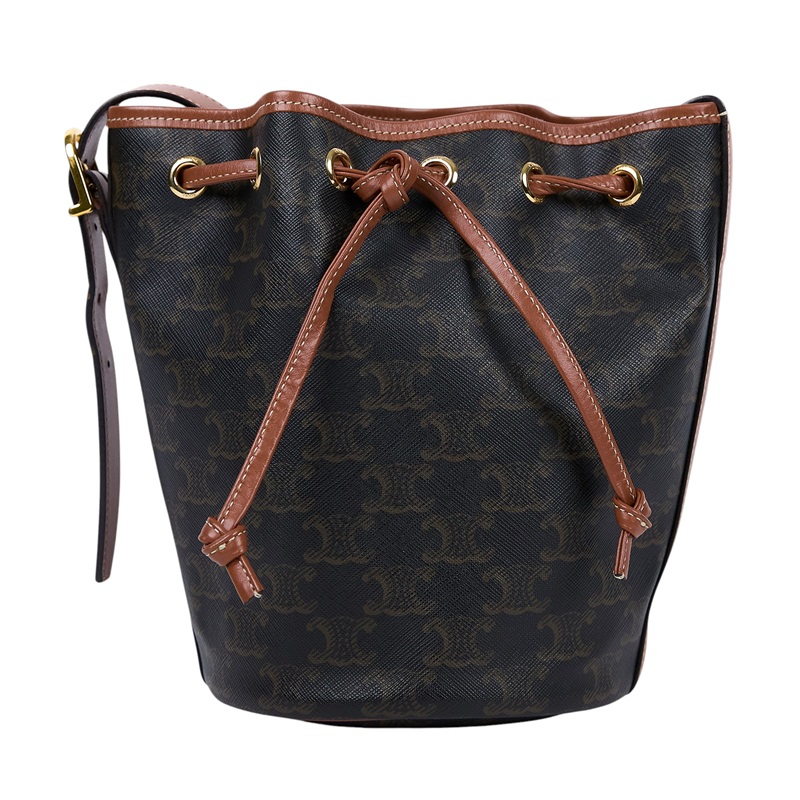 思琳 CELINE Triomphe帆布 小型 索繩 斜背 肩背 水桶包 191142BZJ 原花抽繩水桶包 防塵袋