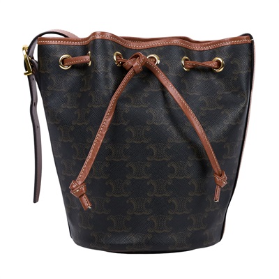 思琳 CELINE Triomphe帆布 小型 索繩 斜背 肩背 水桶包 191142BZJ 原花抽繩水桶包 防塵袋