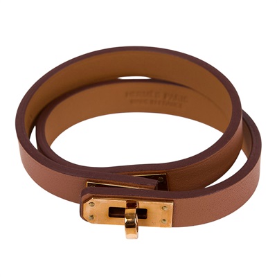 愛馬仕 Hermes Kelly Double Tour 雙圈手環 金棕色 金色五金 H081182CC37T2 KELLY手環 T2 原廠盒子/防塵袋
