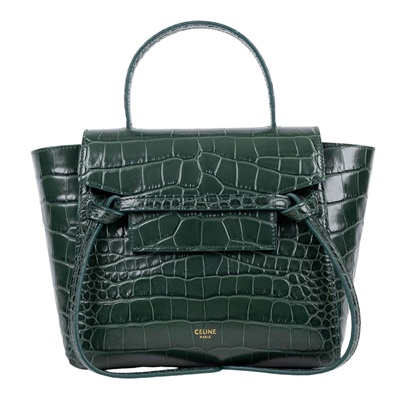 思琳 CELINE Belt 鱷魚皮壓紋 袖珍型 肩背 手提 鯰魚包  189003BTE 綠鱷魚壓紋BELT 背帶