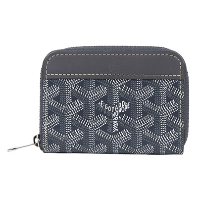 高雅德 GOYARD Matignon Mini Wallet 錢包 拉鍊 短夾 MATIGNMINTY 灰LOGO拉鍊零錢包 原廠盒子
