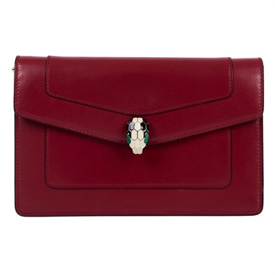 寶格麗 BVLGARI Serpenti Forever 鏈帶包 281300 暗紅蛇頭WOC 原廠盒子