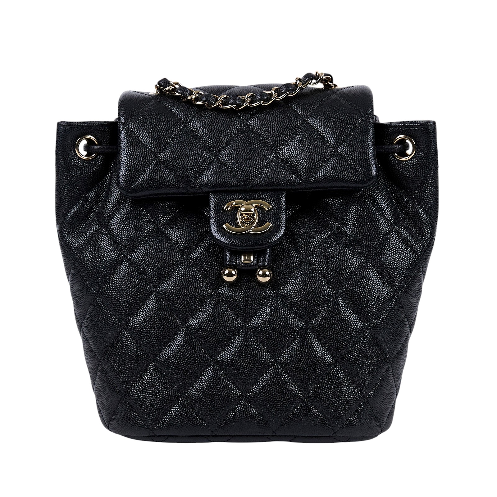 香奈兒 CHANEL 菱格 小型 雙肩 後背包 AS4058 B10876 黑金荔枝牛後背包 原廠盒子/防塵袋
