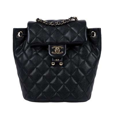 香奈兒 CHANEL 菱格 小型 雙肩 後背包 AS4058 B10876 黑金荔枝牛後背包 原廠盒子/防塵袋