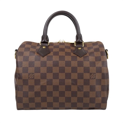 路易威登 LOUIS VUITTON Speedy Bandoulière  25 棕棋盤 手提 斜背 波士頓包 N41368 晶片款  防塵袋/背帶/鎖組/購買證明