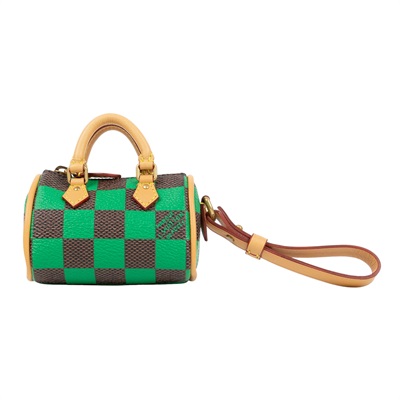 路易威登 LOUIS VUITTON Damier Pop Mini Speedy 手袋吊飾 綠色  綠棕棋盤SPEEDY吊飾 原廠盒子