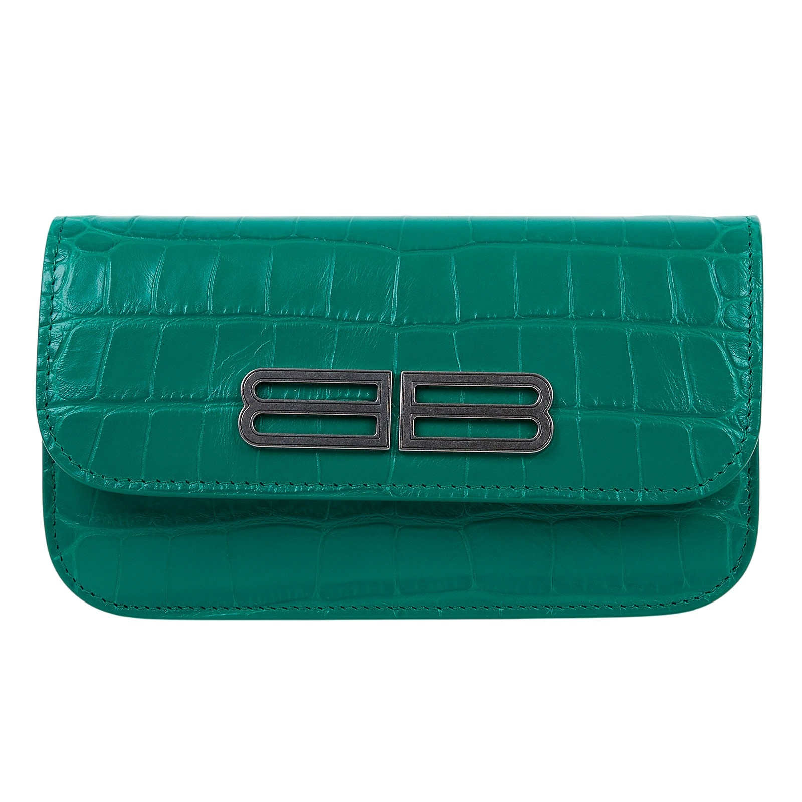 巴黎世家 BALENCIAGA Gossip 手提包 68889423ECM 綠鱷魚壓紋WOC 防塵袋