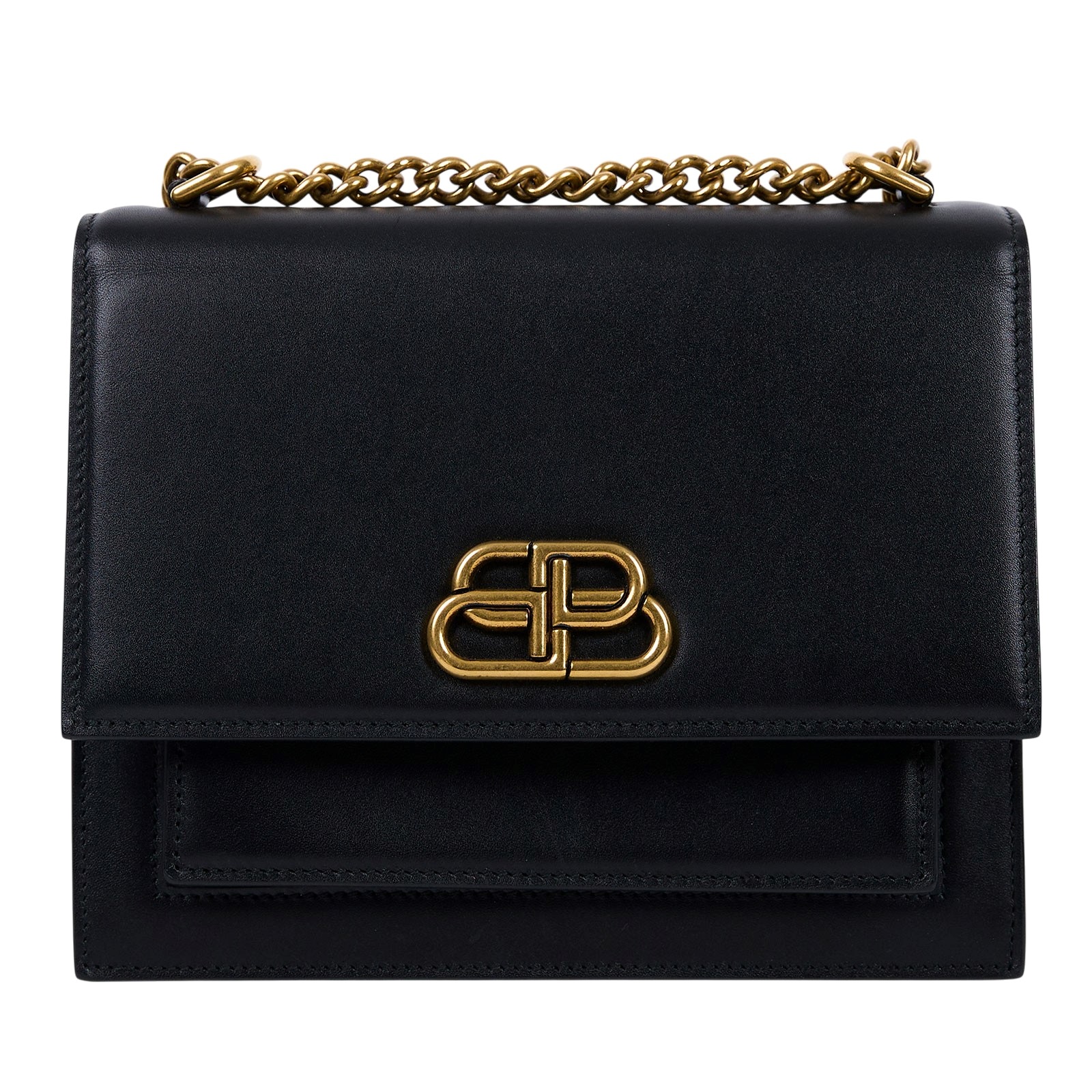 巴黎世家 BALENCIAGA 手提包 5806410D22M 黑金硬殼鍊包 防塵袋