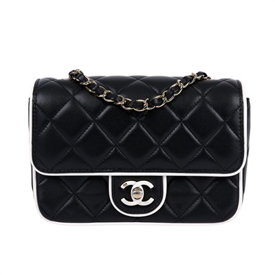 香奈兒 CHANEL 方胖 口蓋包 AS5151 B19381 晶片款 白邊黑方胖 原廠盒子/防塵袋/購買證明