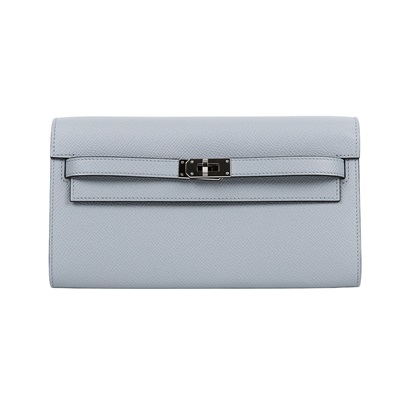 愛馬仕 Hermes Kelly to go 長夾肩背包 冰川藍 銀色五金 H080253CK8U /K刻 冰川藍KELLY TO GO 原廠盒子/國外購買證明