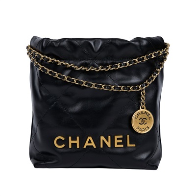 香奈兒 CHANEL 22 迷你 束口包 AS3980 B08037 黑金22包 MINI 防塵袋/原廠盒子/購買證明