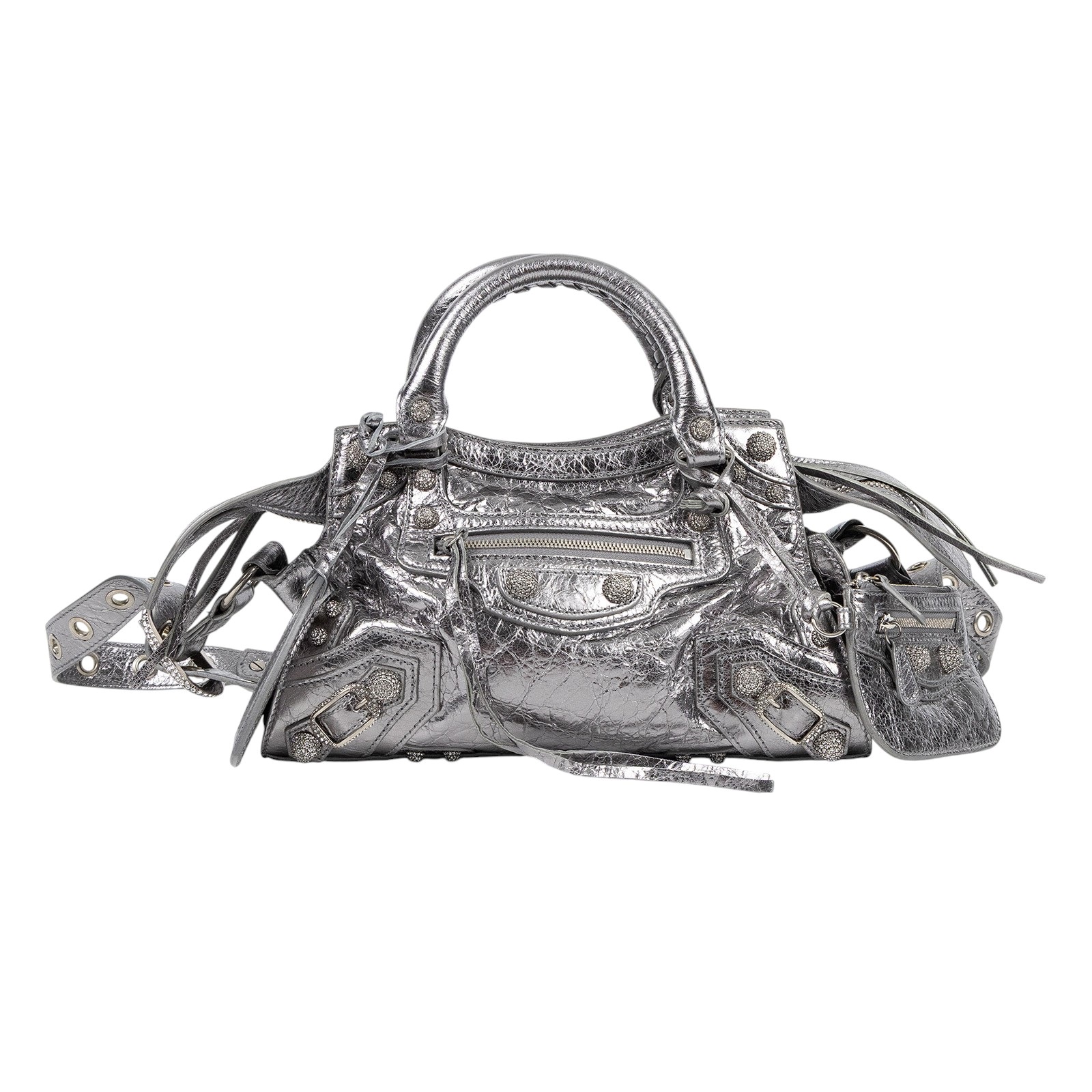 巴黎世家 BALENCIAGA Neo Cagole City 700940210BM 銀色水鑽NEO CAGOLE CITY 　鏡汚 防塵袋