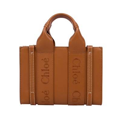 蔻依 CHLOE Mini Woody 手提包 焦糖色 CHC23UP237I60247 焦糖皮革WOODY MINI 防塵袋