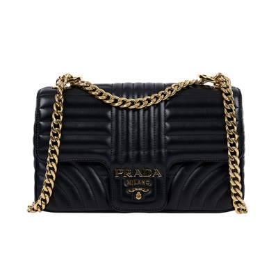 普拉達 PRADA Diagramme 單肩包 中型 1BD108_2D91 黑金DIAGRAM 無附屬品
