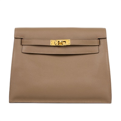 愛馬仕 Hermes Kelly Danse 側背 斜背 肩背包 威瑪犬米色 金色五金 H079008CCD0 /D刻  原廠盒子/防塵袋/背帶/購買證明